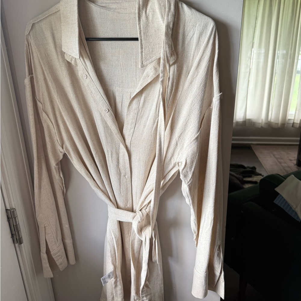 12th Tribe Cream Trench Coat Lightweight Casual